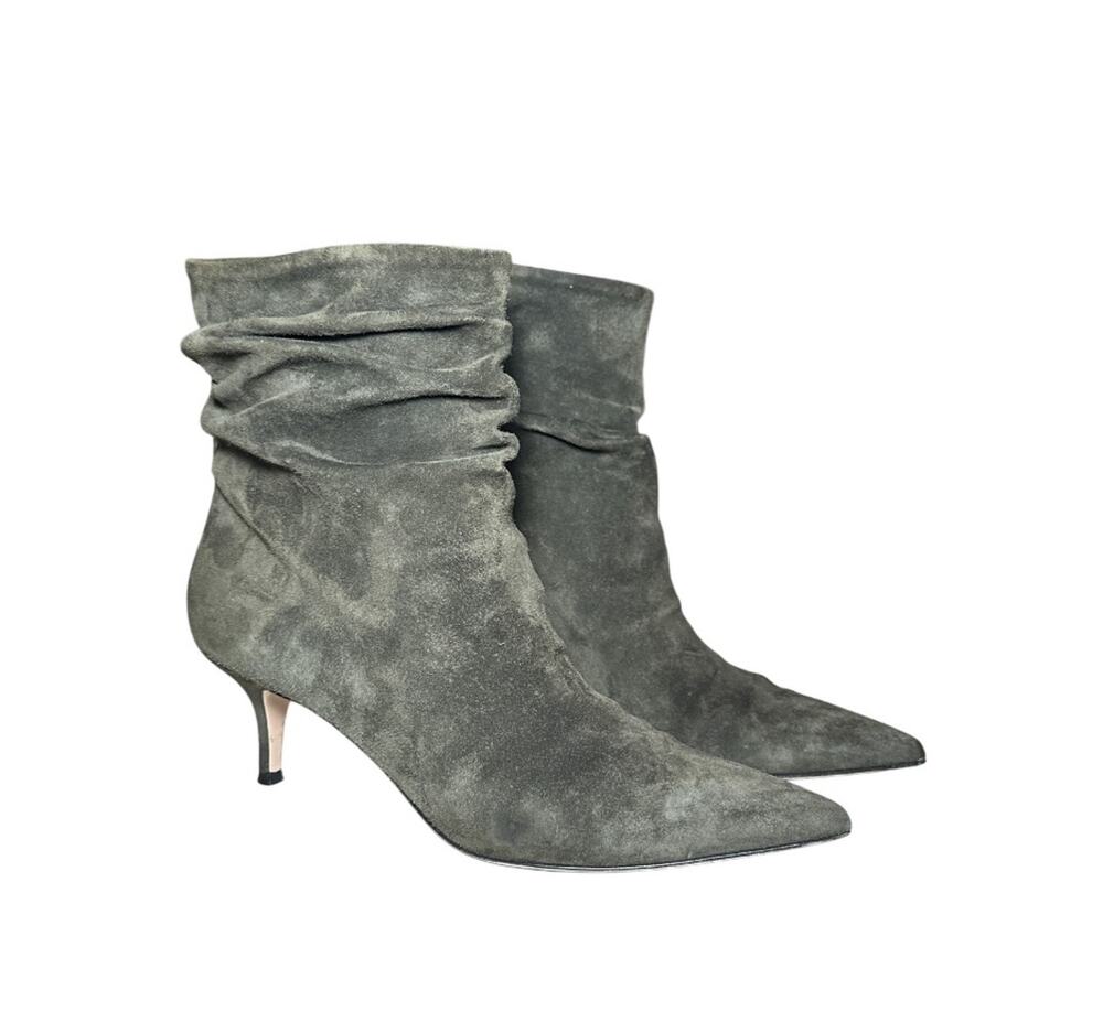 Gianvito Rossi Cecile 55 Khaki Suede Slouch Ankle Boots EU 40.5 US 10.5